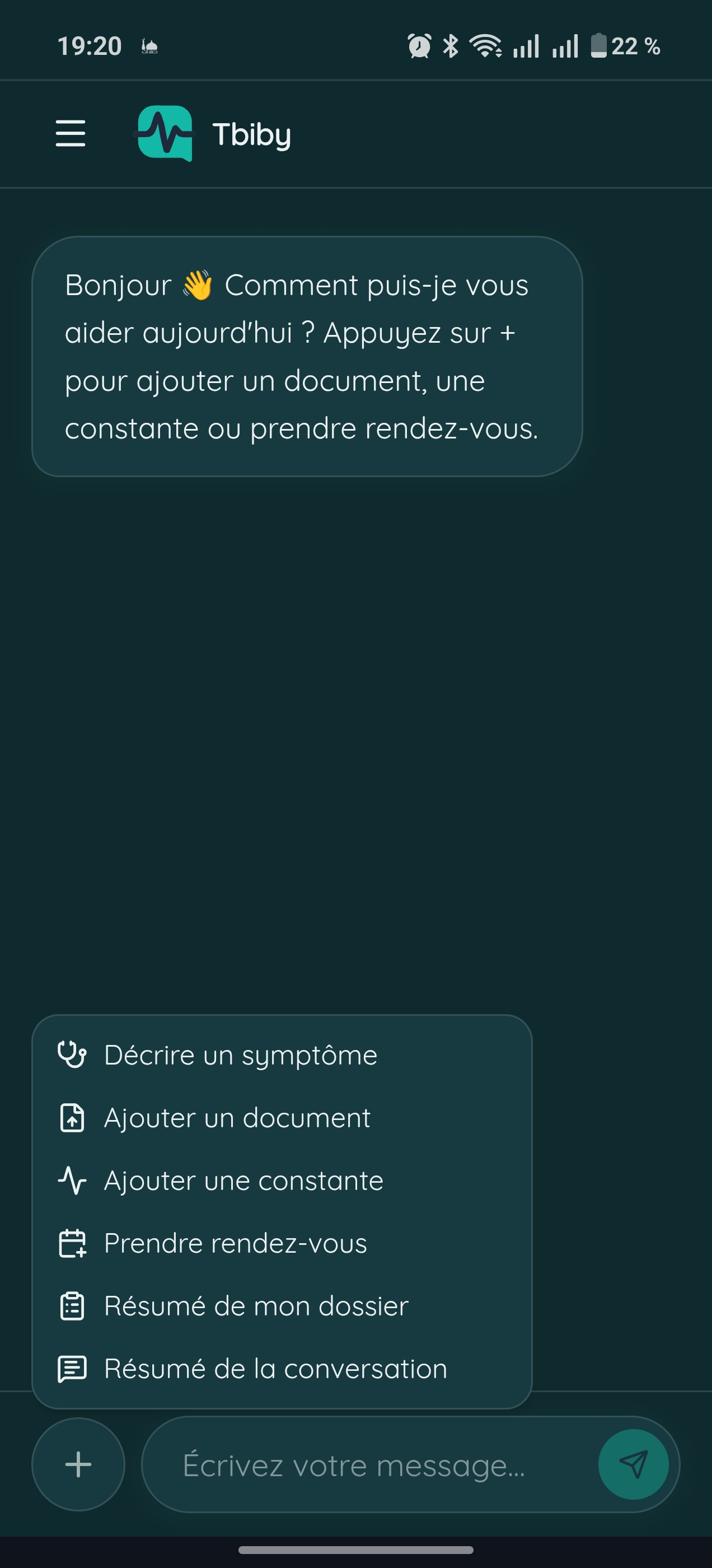 Aperçu de l'application Tbiby